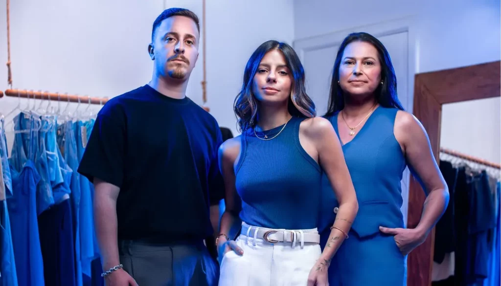 Da esquerda para direita: Emílio (sócio), Aline (fundadora da Bloom Brand) e Nanci (sócia).