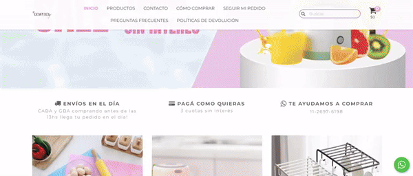 Gif del e-commerce de Cocina Perfecta, que vende a través de Tiendanube Evolución.