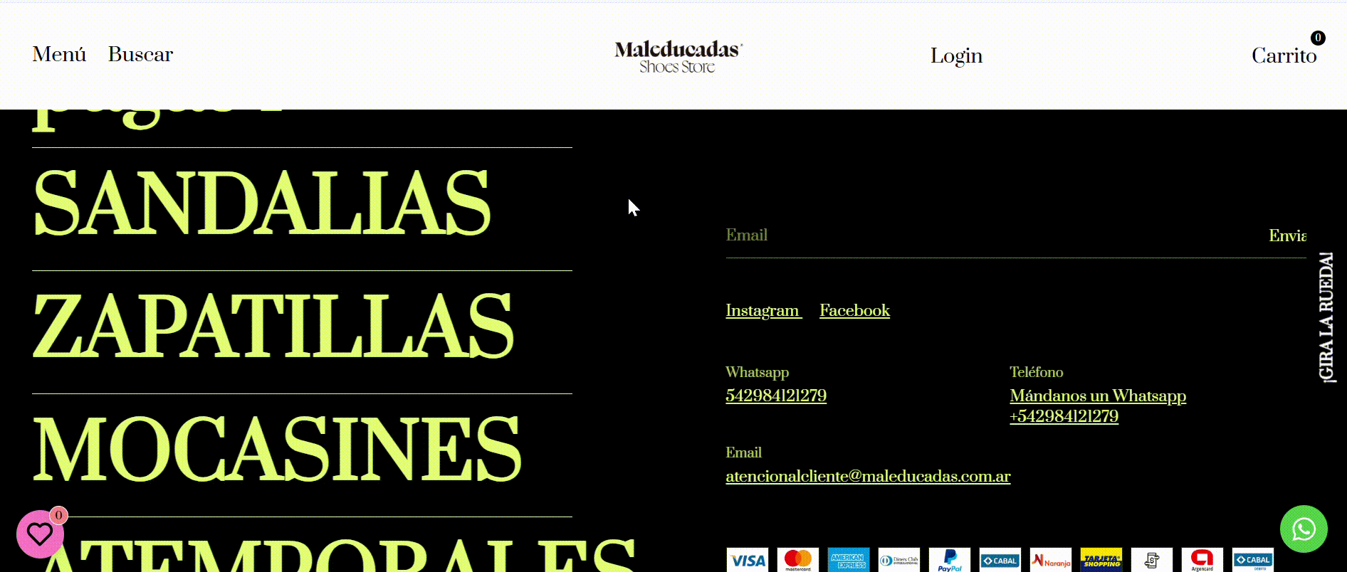 Efecto parralax en la Tiendanube Maleducadas.