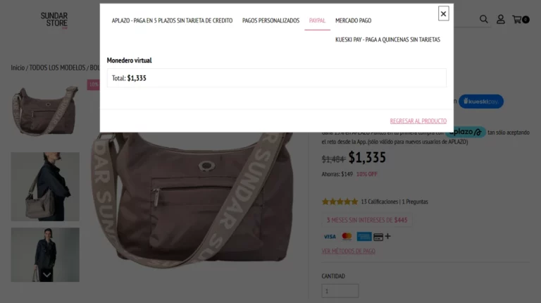 Tienda online creada en Tiendanube que acepta varios métodos de pago: e-wallet, tarjetas de crédito o débito, a plazos, efectivo y transferencia.