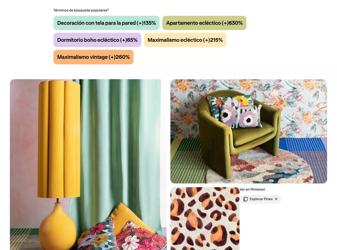 Aumento de b&uacute;squedas en Pinterest sobre qu&eacute; vender por internet de decoraci&oacute;n ecl&eacute;ctica.