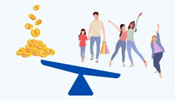 Representación visual del CAC (costo de adquisición de clientes) como el equilibrio entre la inversión económica y la captación de nuevos clientes.
