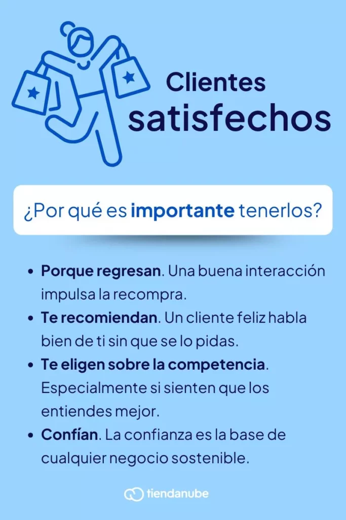 ¿Por qué es importante tener clientes satisfechos? Porque regresan, te recomiendan, te eligen sobre la competencia y confían.