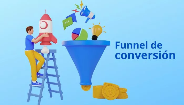 Representación visual del funnel de conversión.