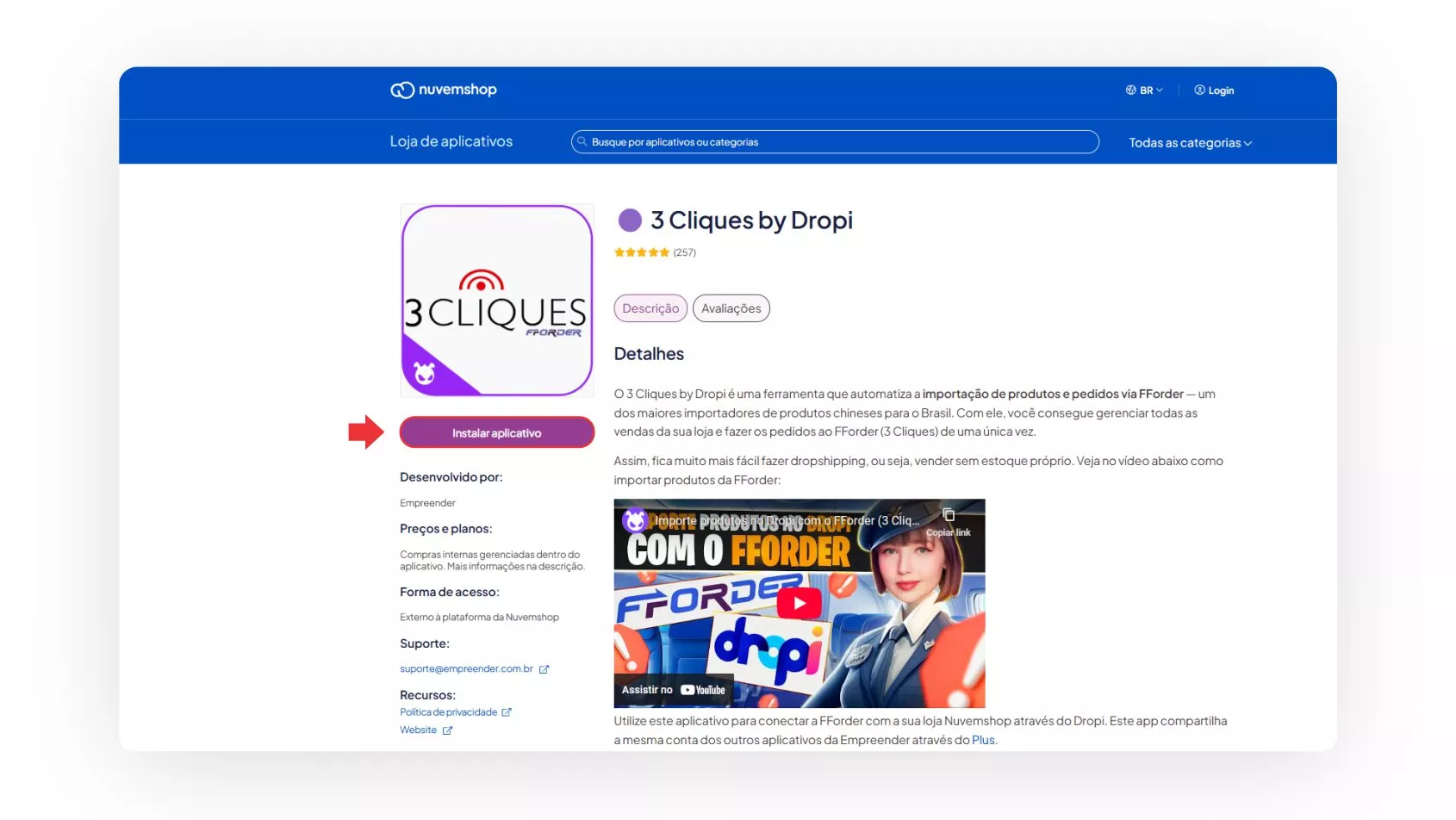 Captura de tela 3Cliques Loja de Aplicativos Nuvem