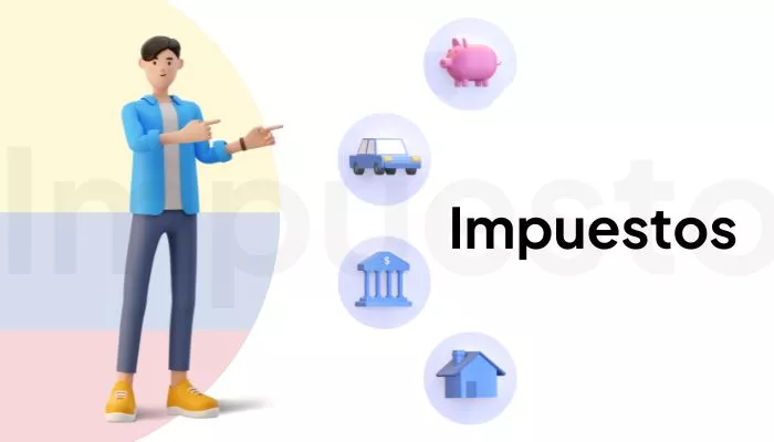 Tipos de impuestos en Colombia: ¿cuáles debes pagar? Ilustración que representa los impuestos en Colombia, incluyendo tributos nacionales y locales que afectan a personas naturales y empresas.