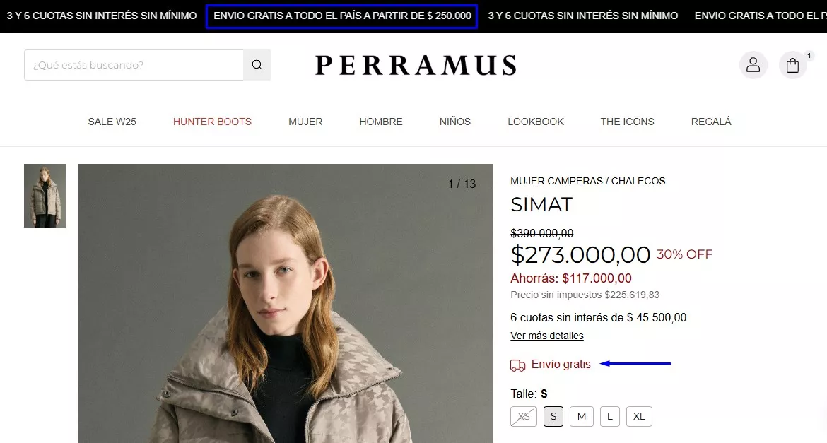 Ejemplo de estrategia de envío gratis por Perramus que vende online con Tiendanube Evolución. 