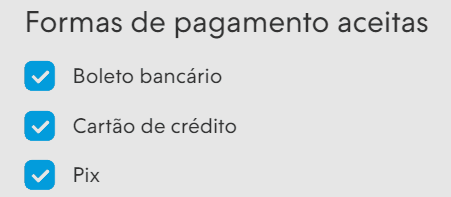 exemplos de formas de pagamento aceitas do nuvem envio
