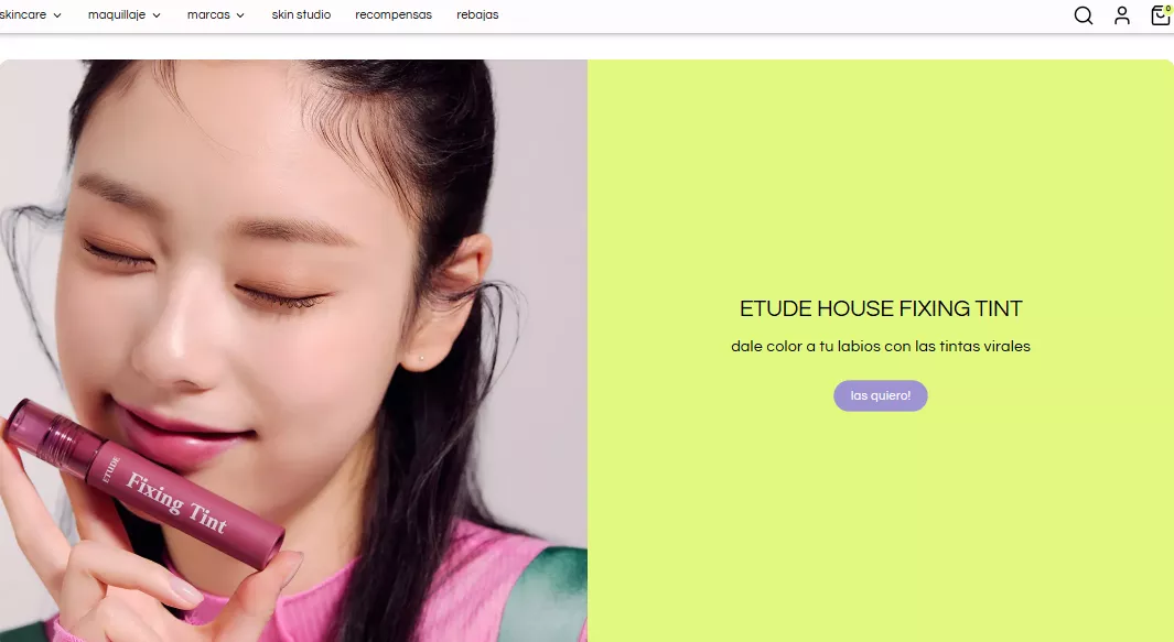 Captura del la tienda online de productos coreanos para vender de From Soko to Tokyo.
