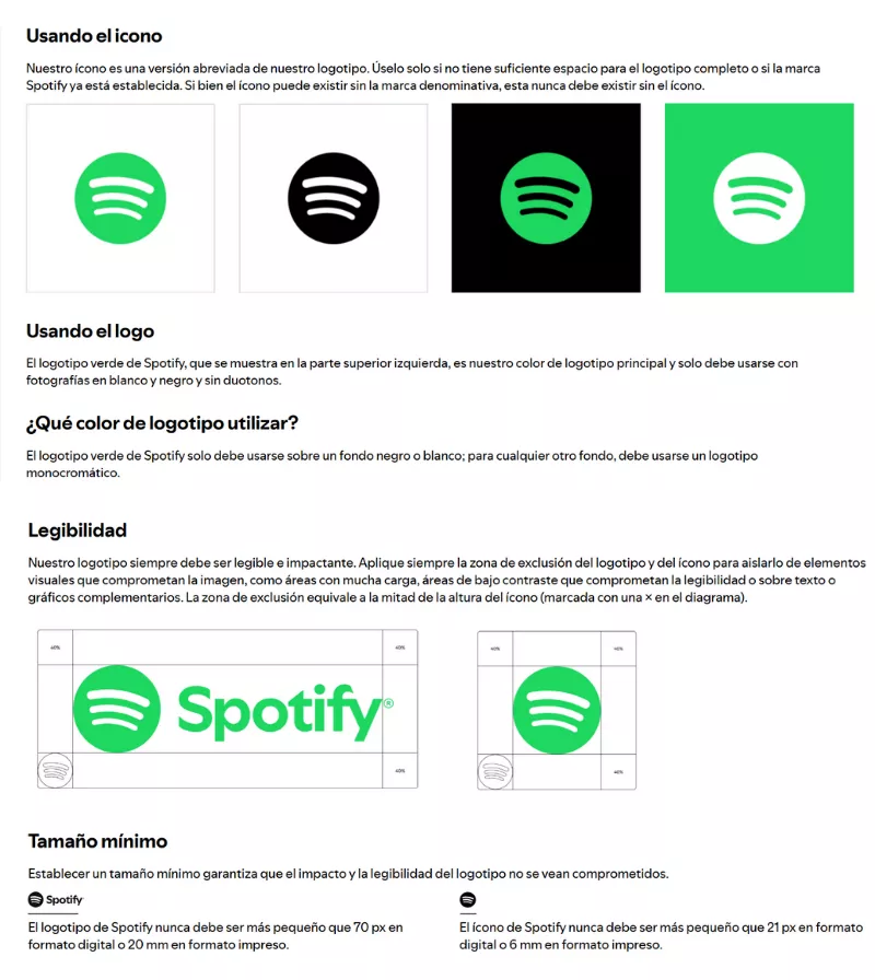 Manual de marca de Spotify que explica la identidad visual.