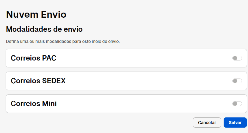 gif que mostra as modalidades de envio do nuvem envio