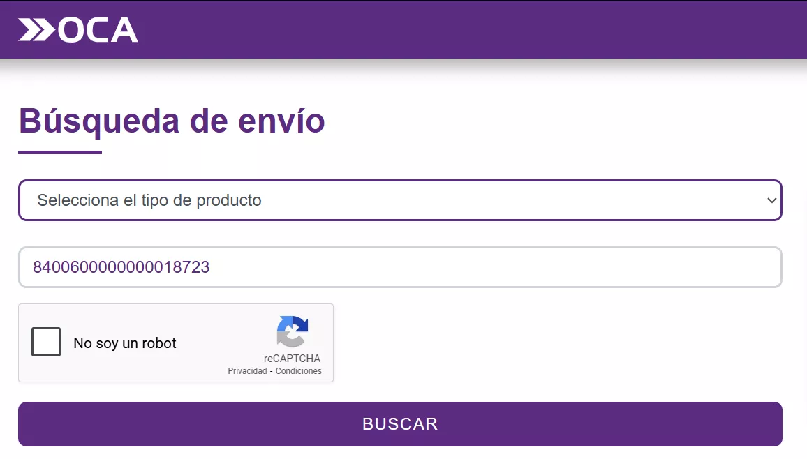 Imagen informativa para explicar cómo hacer el seguimiento de envíos OCA.