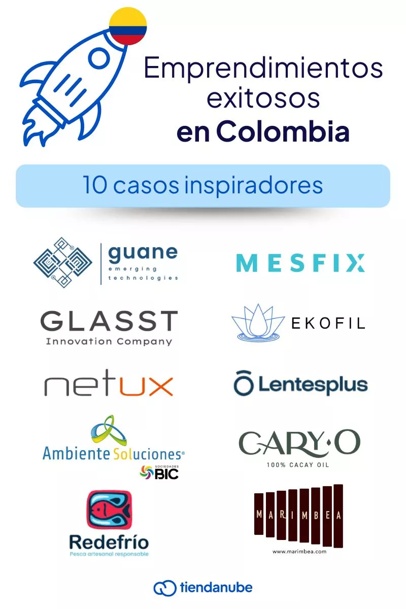 Emprendimientos exitosos en Colombia: Guane Emerging Technologies, Glasst, Netux, Ambiente Soluciones, Lentesplus, Mesfix, Ekofil, Asociación Redefrío, Caryo (Wild Cacay Project), Marimbea.