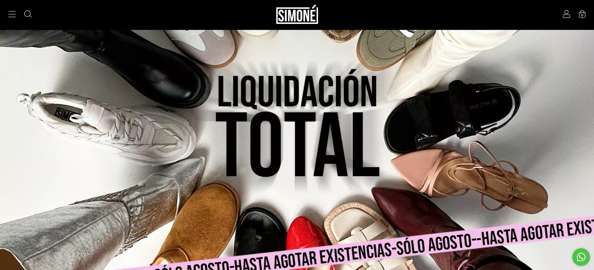 Página de inicio de la tienda online de Simoné.