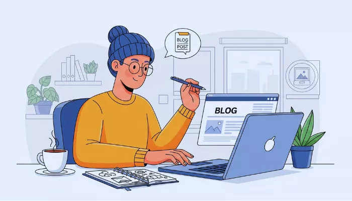 10 pasos para crear un blog para tu marca Persona aprendiendo cómo crear un blog y post exitosos para su tienda online.