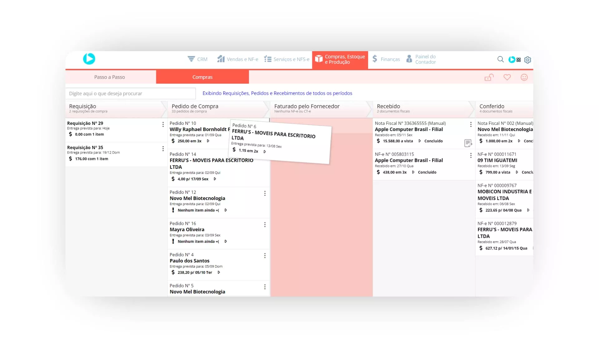 Captura de tela painel Omie como exemplo de software para pequenas empresas