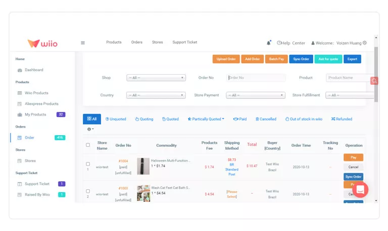 Captura de tela ilustrando como funciona o app Wiio Dropshipping.