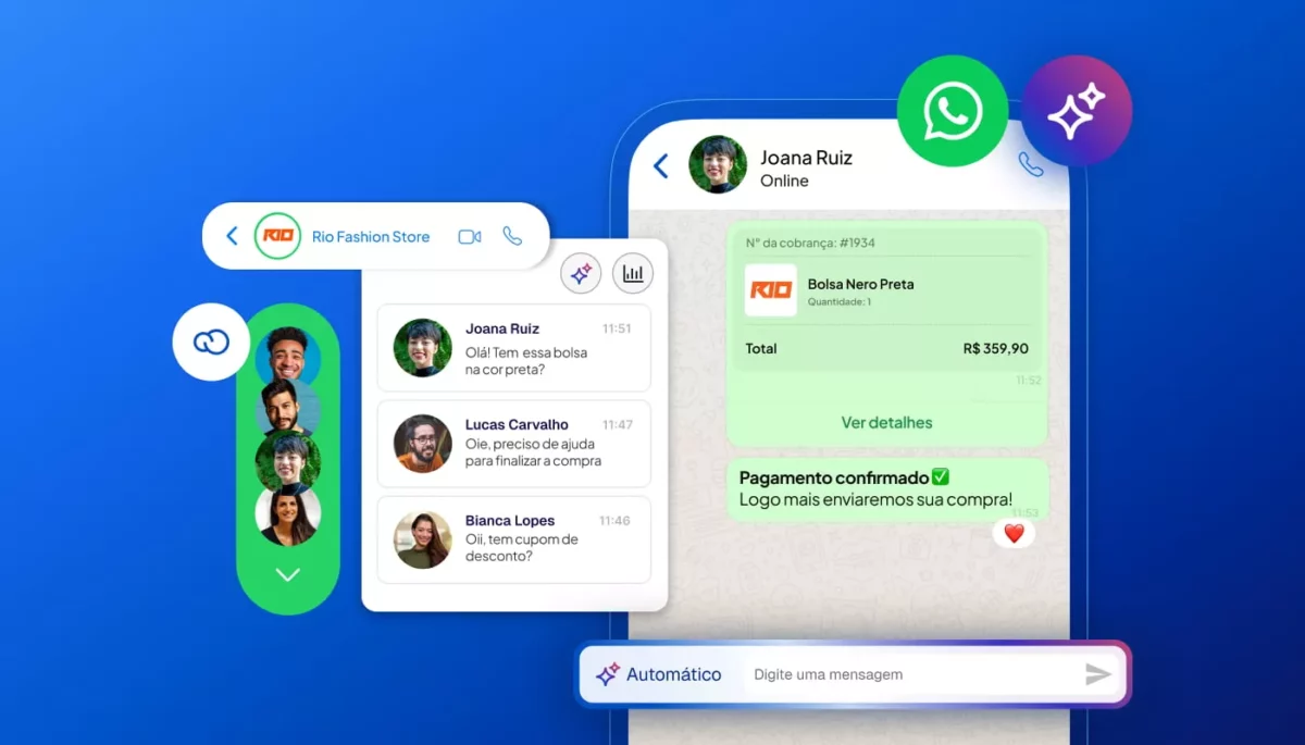 Como preparar o meu negócio para a era do Agentic Commerce? Na imagem, vemos um exemplo de Agentic Commerce por meio de pagamentos direto no WhatsApp.