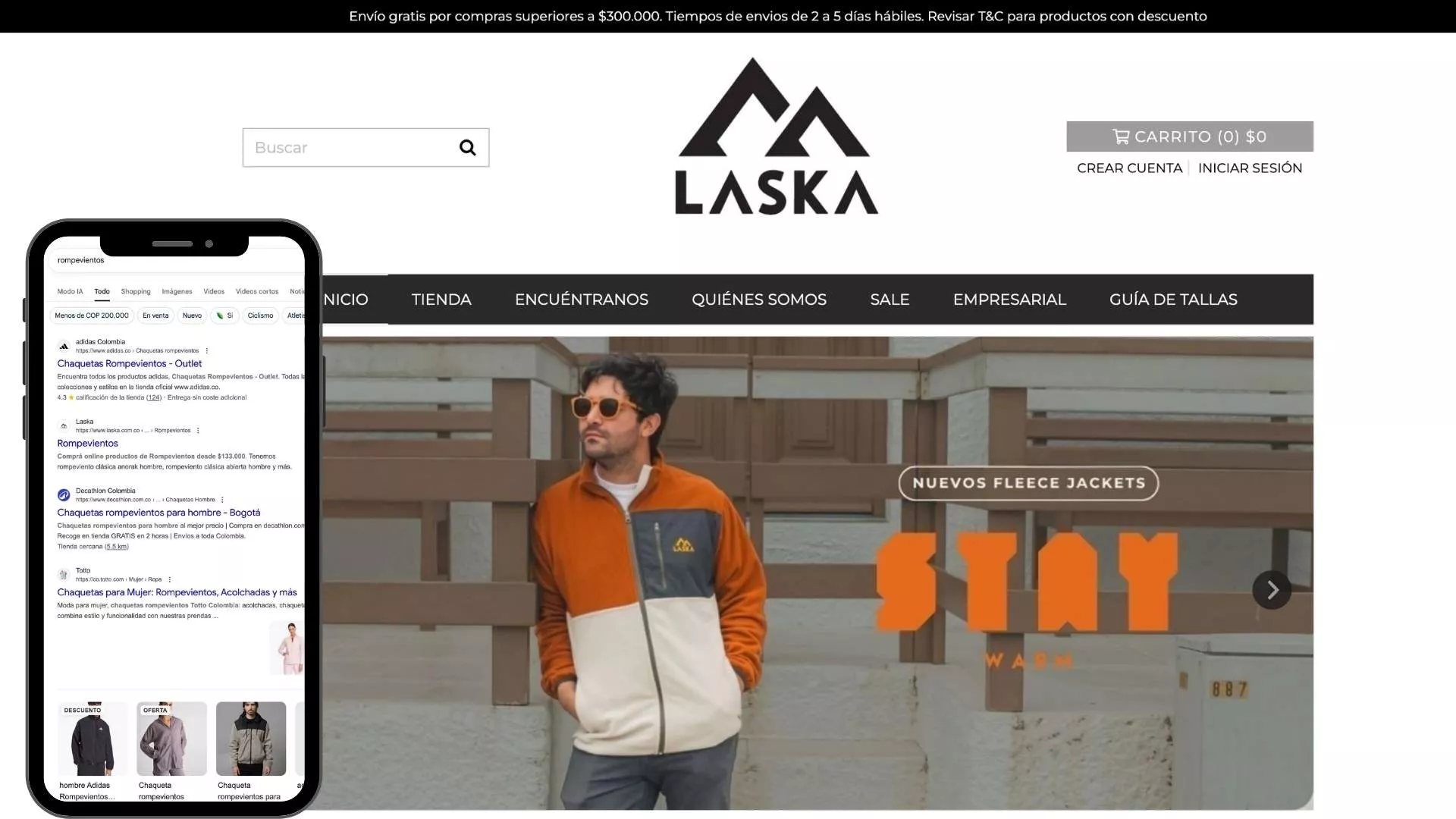 Laska es una de las tiendas online colombianas creadas con Tiendanube que sobresale por la forma como organiza sus colecciones, ofreciendo una experiencia de compra clara, atractiva y sencilla de navegar.