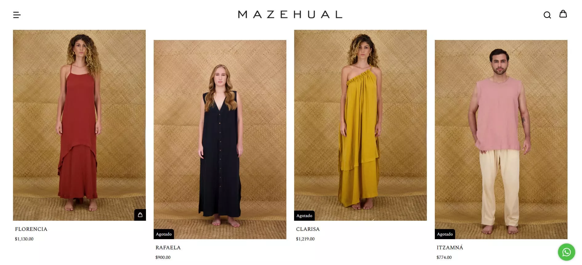 Tienda en línea que vende textiles: Mazehual.