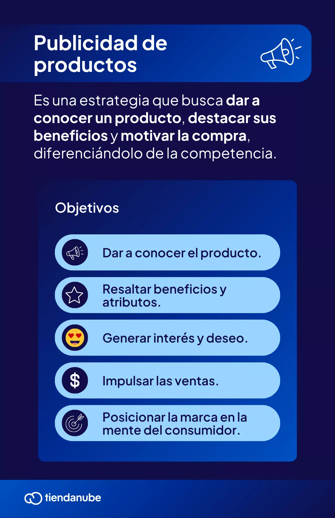 Definición de publicidad de productos y 5 objetivos.