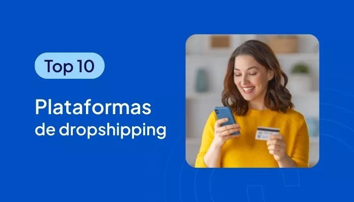 Mujer realizando compras desde su celular a través de una de las plataformas de dropshipping disponibles en una tienda online.