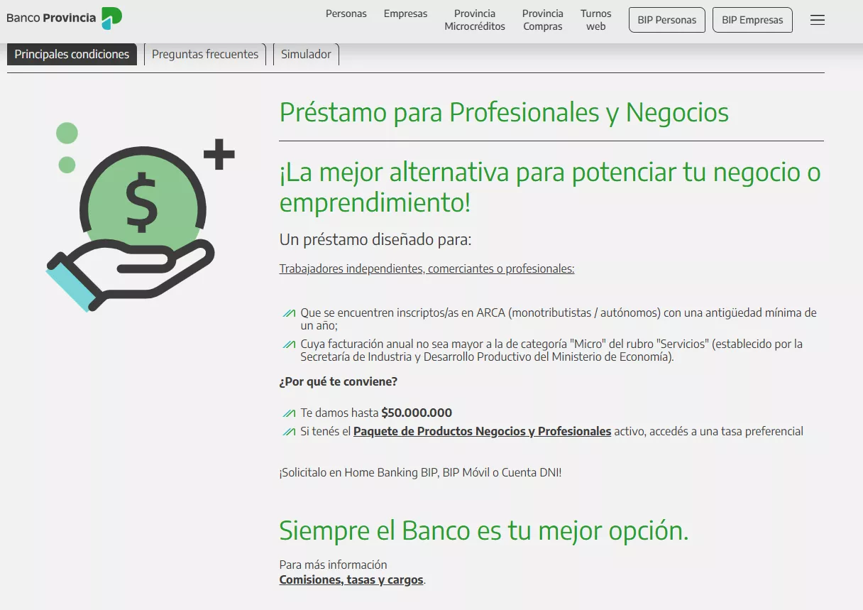 Cr&eacute;dito para monotributistas del Banco Provincia.