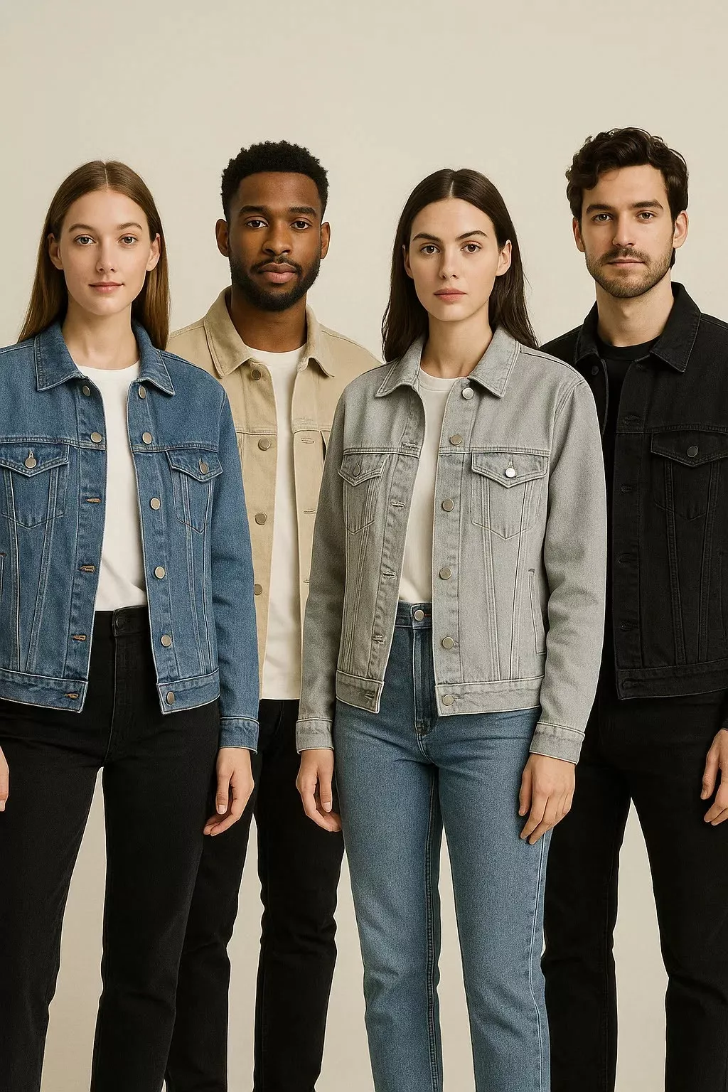 Ejemplo de una imagen creada por IA generativa para mostrar la misma chaqueta en diferentes colores.