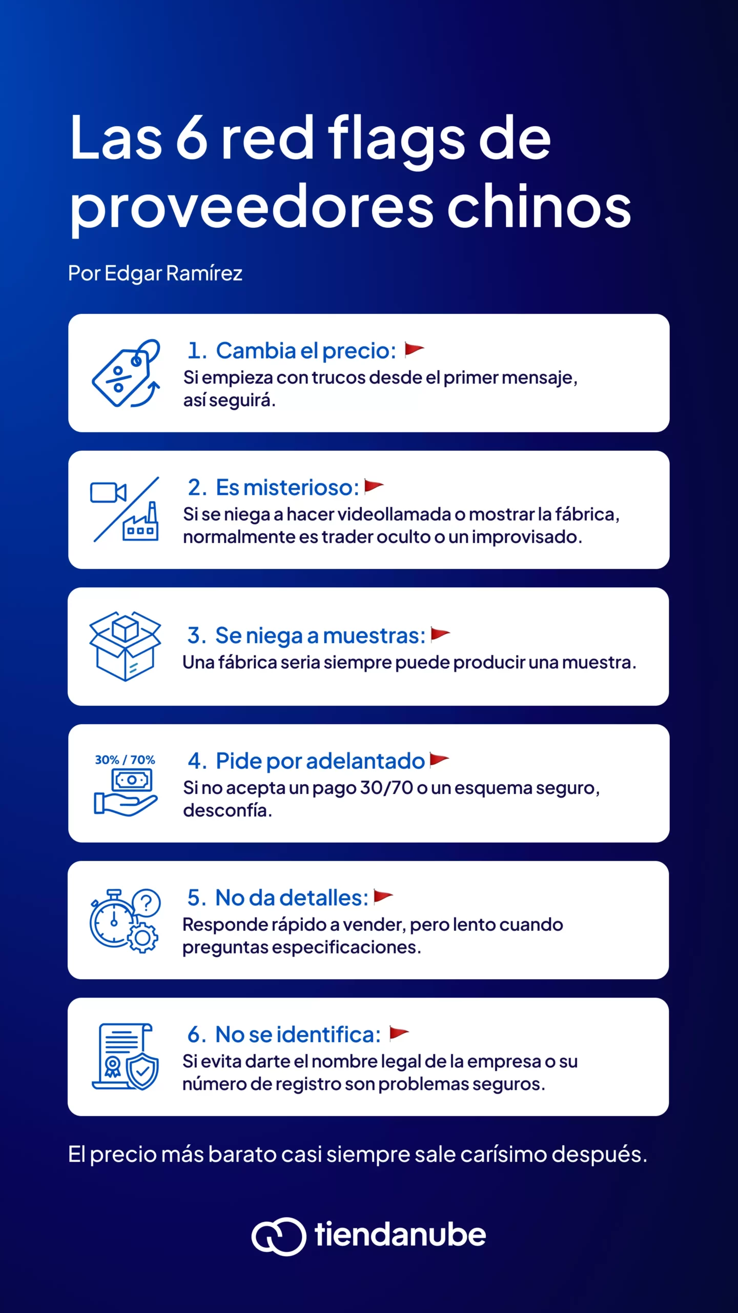 Infograf&iacute;a sobre las red flags de proveedores chinos.