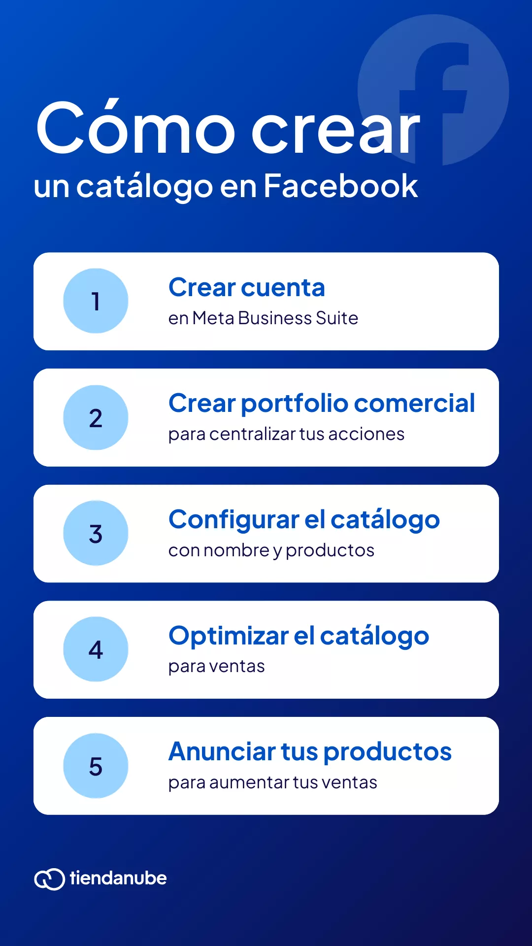 Crear una cuenta de Meta Business Suite Crear un portfolio comercial. Configurar tu catálogo. Optimizar el catálogo para ventas. Anunciar tus productos.