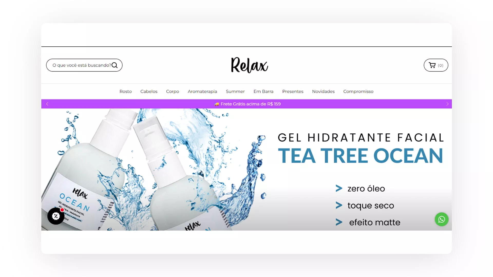 Print da Home da Relax, parceira da Nuvemshop.