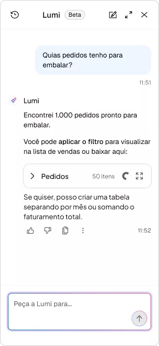 Lumi, inteligência artificial nativa da Nuvemshop.