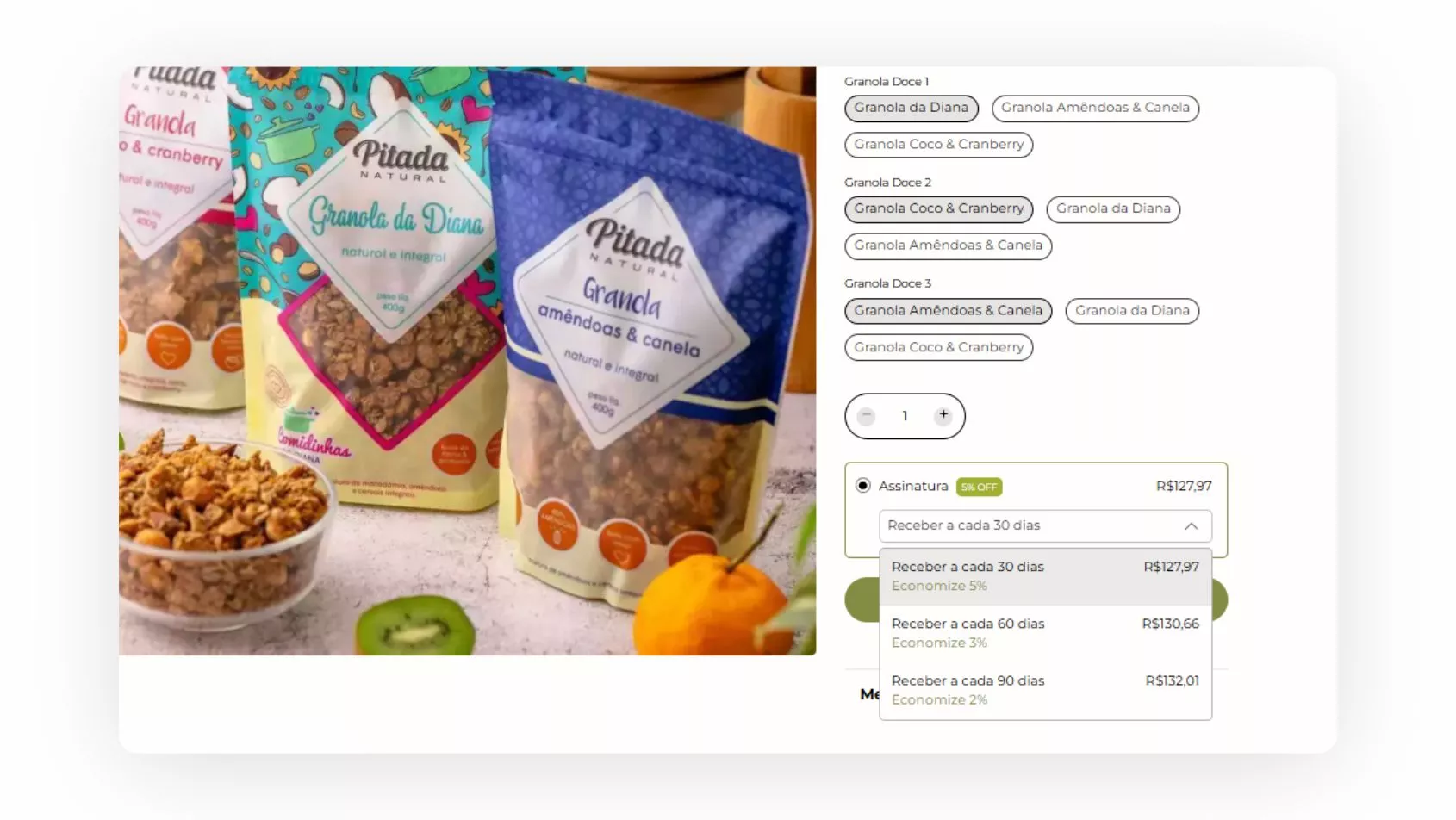 Exemplo de assinatura com pagamento recorrente na Nuvemshop.