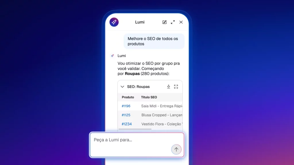 Captura de tela do Lumi para SEO de produtos.