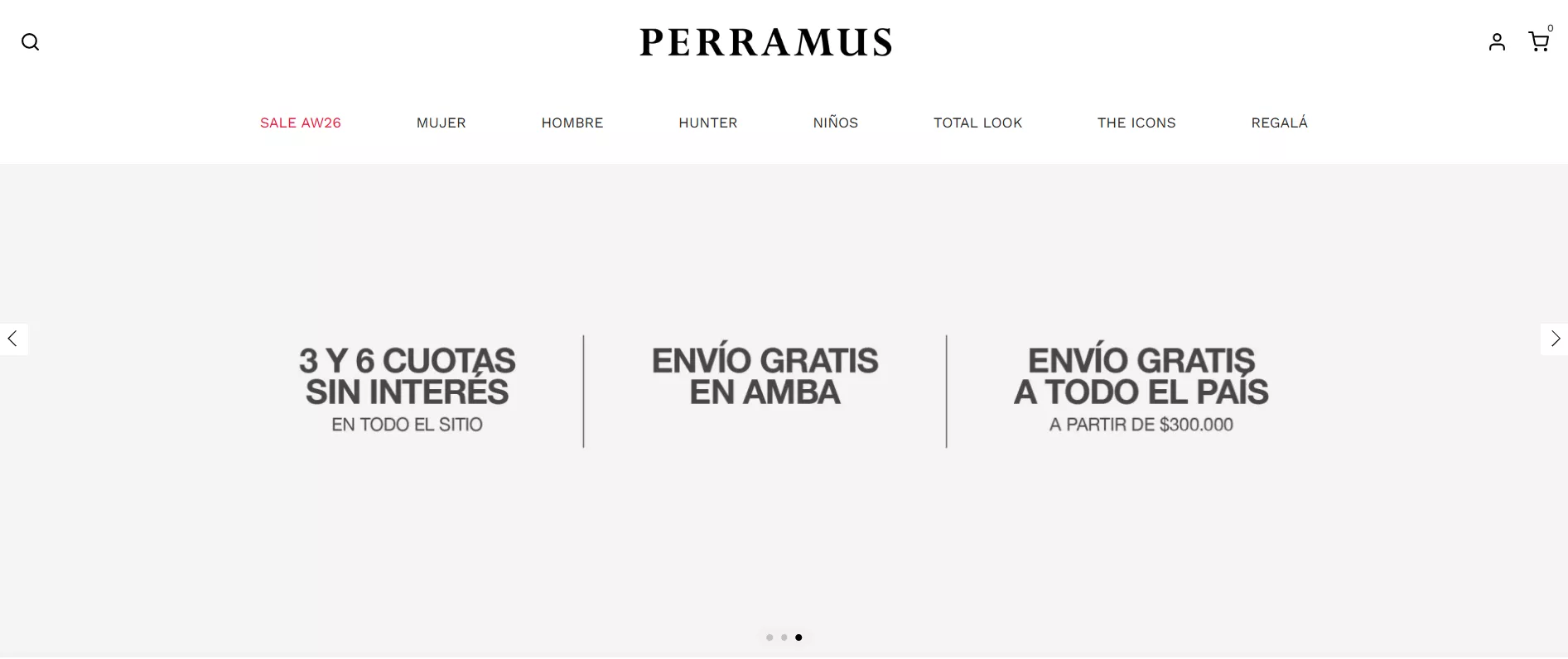 Ejemplo de estrategia de envío gratis por Perramus que vende online con Tiendanube Evolución.