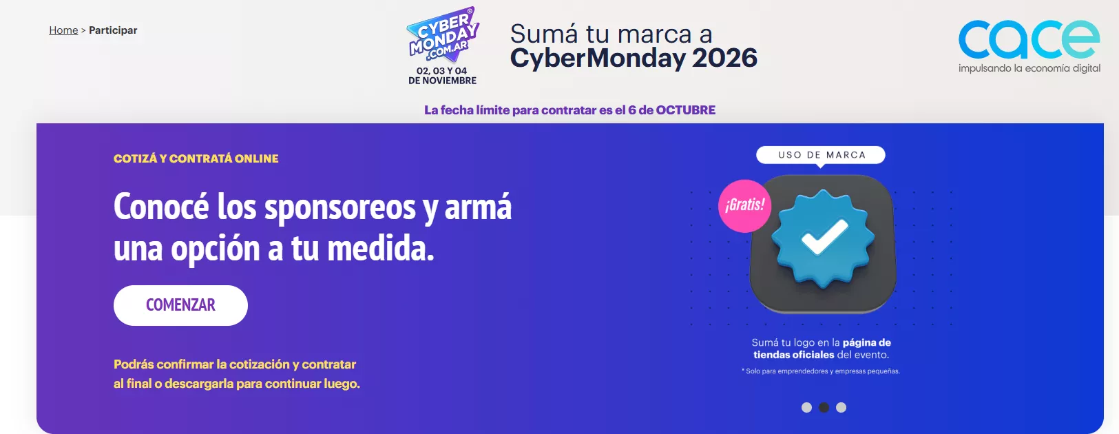 Banner para participar en el CyberMonday.